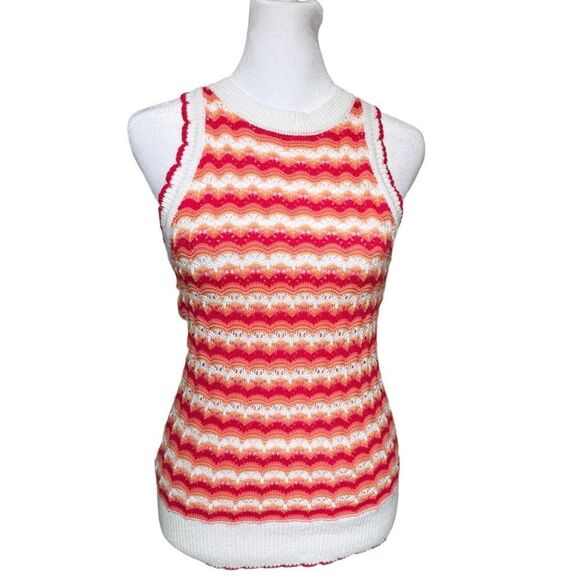 LOFT Petites Sleeveless Colorful Scalloped Halter Sweater Tank. XSP. NWOT. - Picture 2 of 7